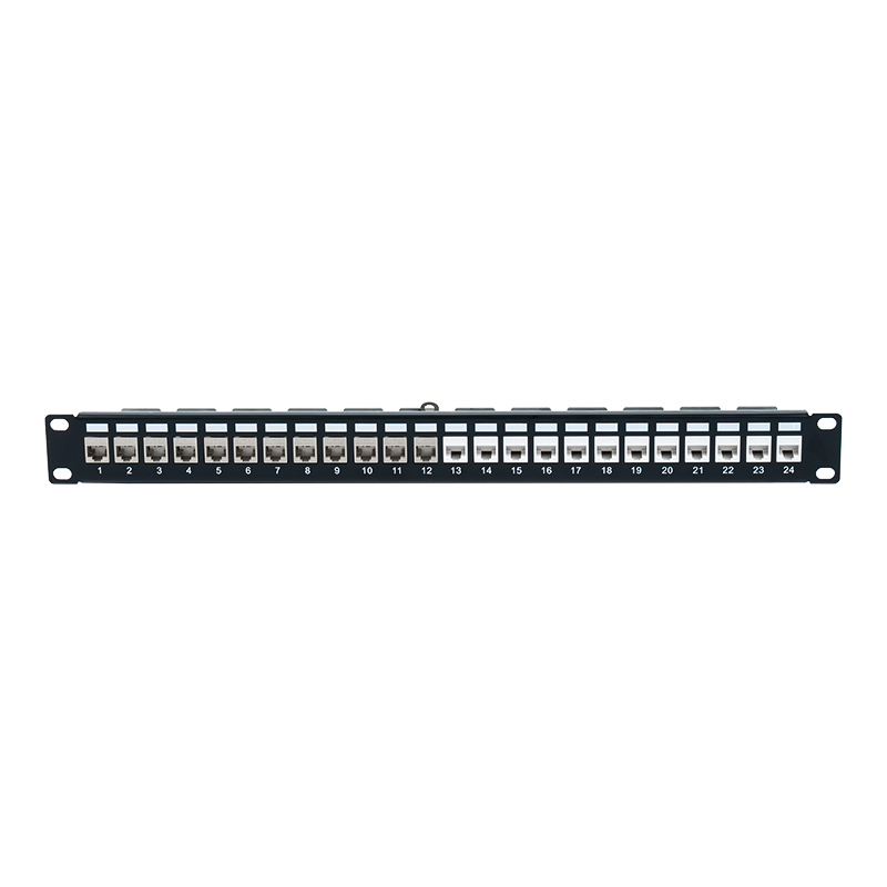 19palcový 1U 24portový stíněný patch panel (s modulem C6A) SP-3246S-24P