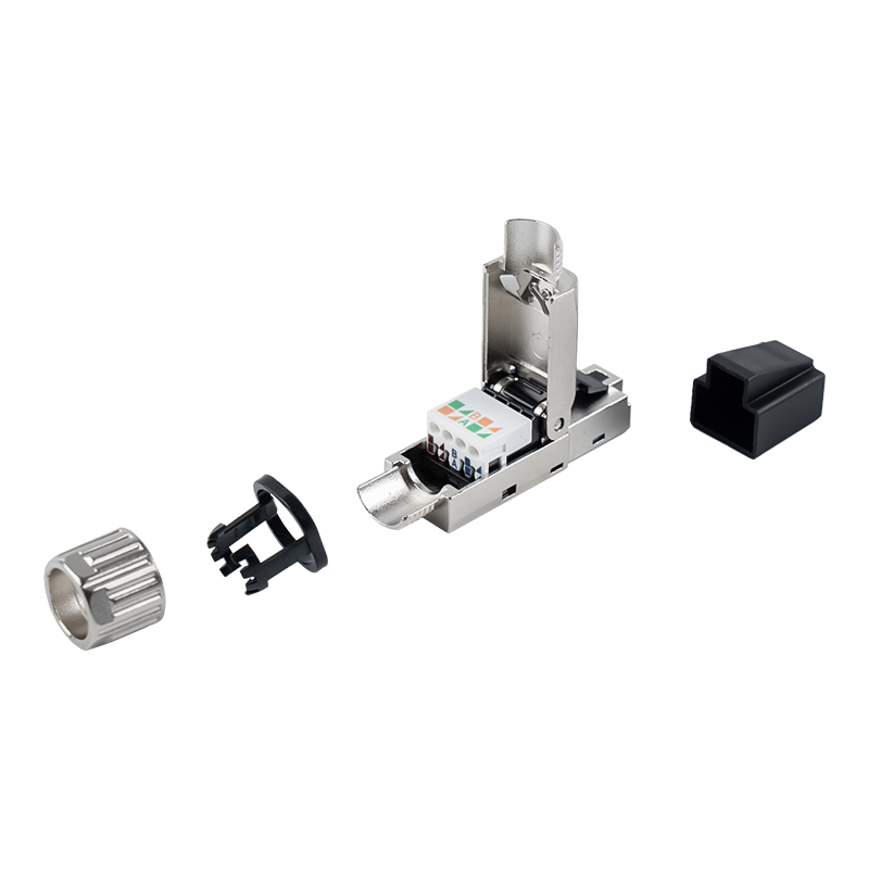 Cat7 stíněný beznástrojový konektor RJ45 (s plastovými ochrannými objímkami) RJ-G50S-1-C7 Cat7 stíněný beznástrojový konektor RJ45 (s plastovými ochrannými objímkami) RJ-G50S-1-C7