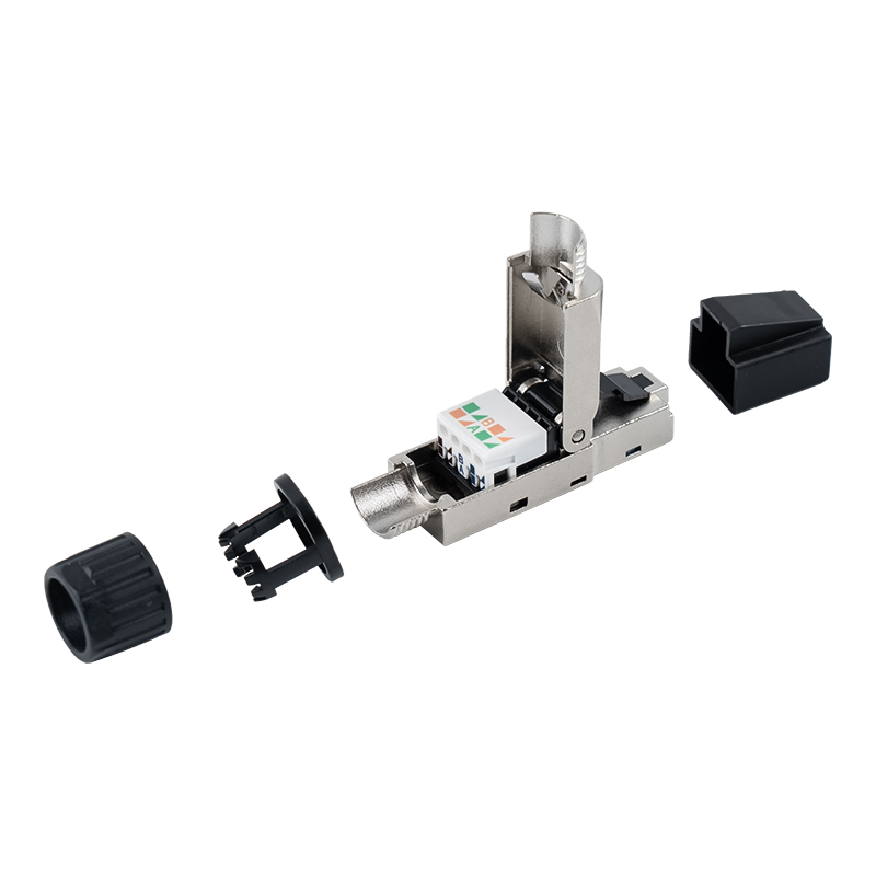 Cat7 stíněný beznástrojový konektor RJ45 (s plastovými krytkami na hlavě a plastovými maticemi na ocasu) RJ-G50S-2-C7 Cat7 stíněný beznástrojový konektor RJ45 (s plastovými krytkami na hlavě a plastovými maticemi na ocasu) RJ-G50S-2-C7